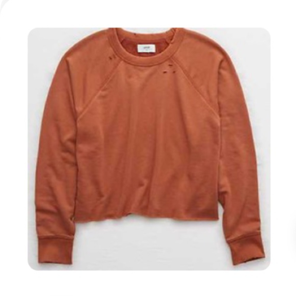 Aerie | Sunday Soft Distressed Crew Neck Sweater
